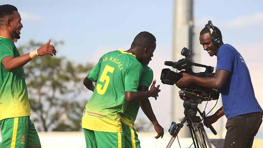 AS Kigali players celebrate the goal during the match against Police at Kigali Stadium. Sam Ngendahimana.