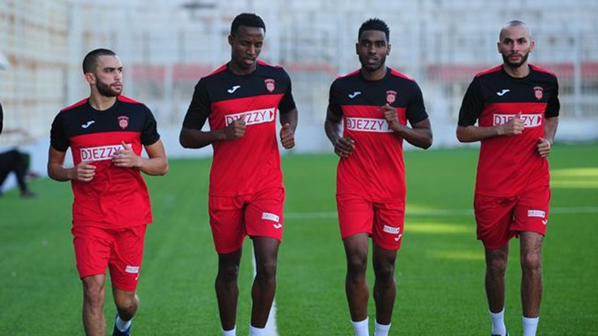 Emery Bayisenge (2nd-left) had his first training session with USM Alger over the weekend. Courtsey