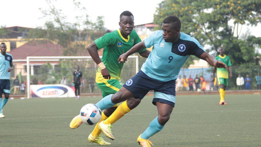 Forward Isaie Songa is expected to lead Police FCu2019s attack against his former side. He is seen here in action during the two sidesu2019 first-leg match in February at Kicukiro Stadium.  File photo