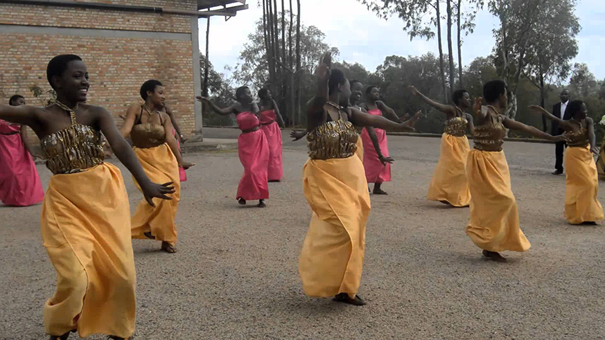 Students perform the Rwandan traditional dance. File. 