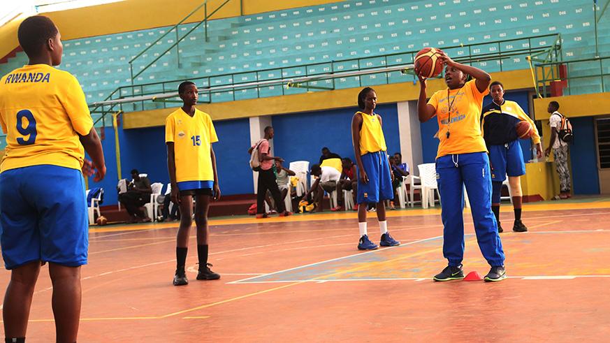 U18 Girls' national basketball team during a past training session at Amahoro Stadium. / Sam Ngendahimana