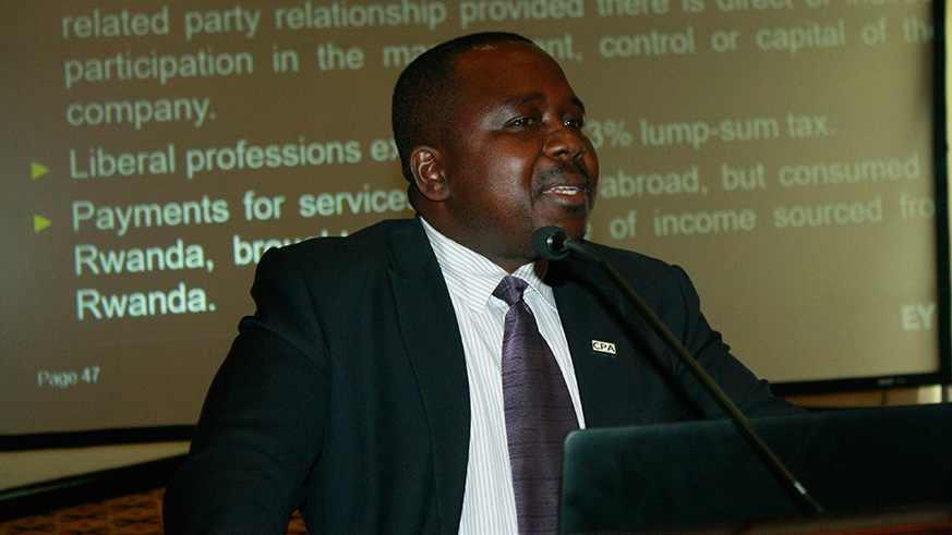 (L-R) Ecobank Rwanda Managing Director Alice Kilonzo Zulu, Crystal Ventures Chief Financial Officer Felicien Muvunyi and EY Rwanda partner Allan Gichuhi during the breakfast meeting. Courtesy.