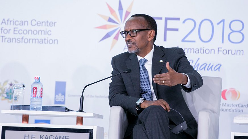 President Kagame speaks at the second African Transformation Forum, in Accra, Ghana yesterday.  Village Urugwiro.