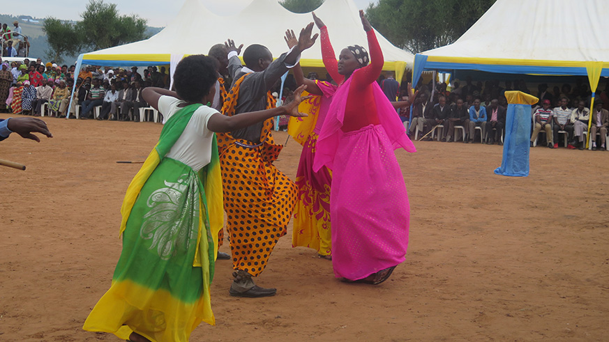 Despite the issue growing in the camp, refugees appeared  in a traditional dance during the World refugee Day marked in Nyabiheke Camp- Eddie Nsabimana