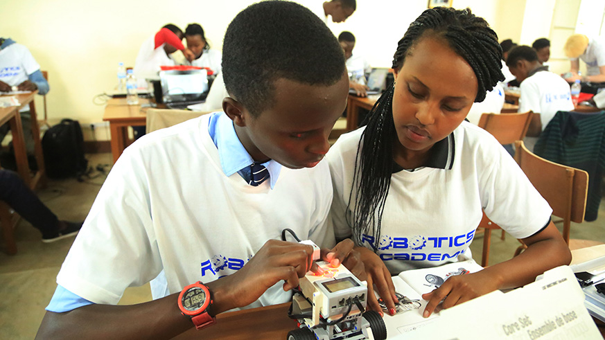 Students during a three-week training workshop dubbed u2018Robotics Camp Rwanda 2018u2019, organised by Bank of Kigali TecHouse in Kigali in January. COMESA countries have been urged to do more to leverage ICT. Sam Ngendahimana.