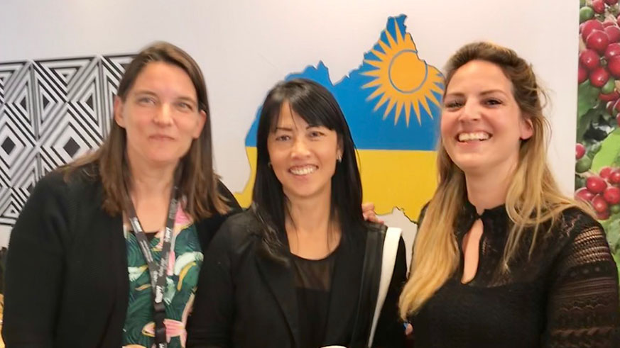 People taste Rwandaâ€™s specialty coffee at the exhibition in Amsterdam. Courtesy.