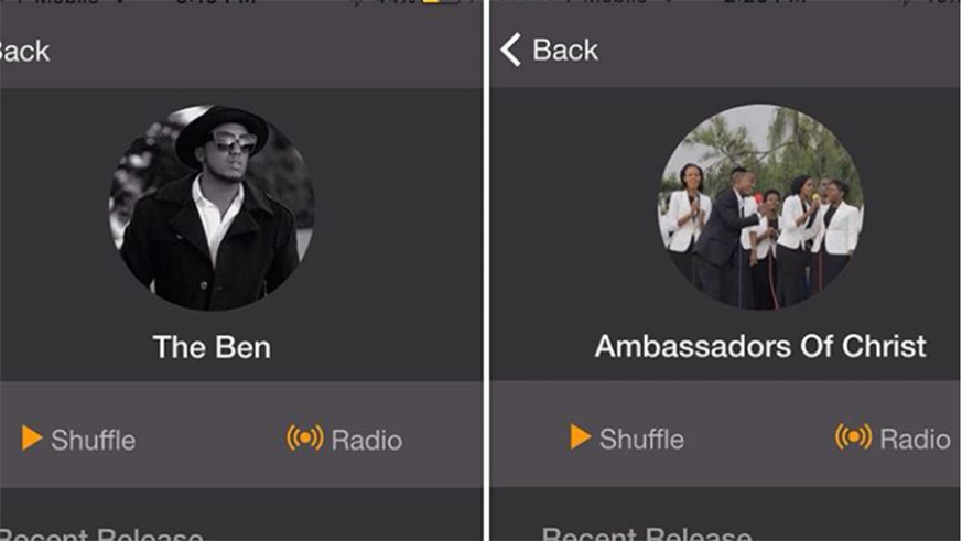 Any Rwandan music genre can be found on the application database. courtesy.