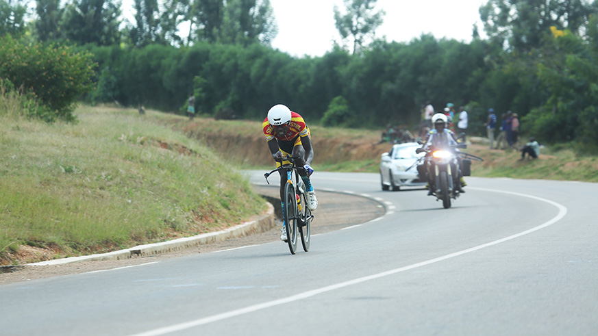 Tour du Rwanda 2015 champion Jean Bosco Nsengimana captured here in action , he managed to finish in the second position