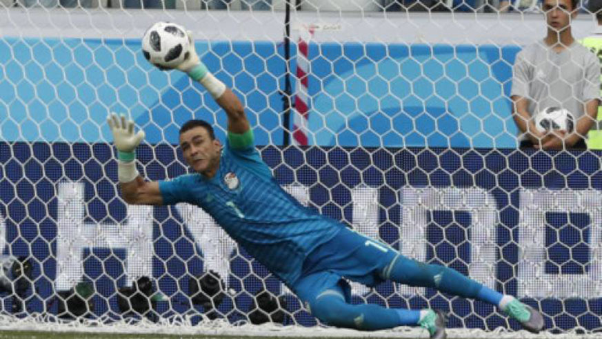 Essam El Hadary, the oldest player ever to appear at a World Cup, marked his record achievement with one outstanding penalty save for Egypt. Net photo.