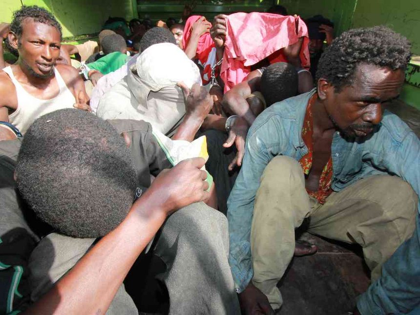 Some of the drug addicts at the Mombasa Council Court in 2015. Over 38 drug addicts were arrested in an operation led by Mombasa police boss Kipkemoi Rop. Net.