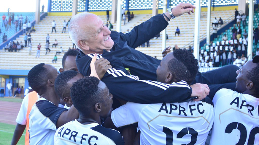 APR won their 17th league title after beating Espoir FC 2-0 on Wednesday at Amahoro Stadium (Sam Ngendahimana)