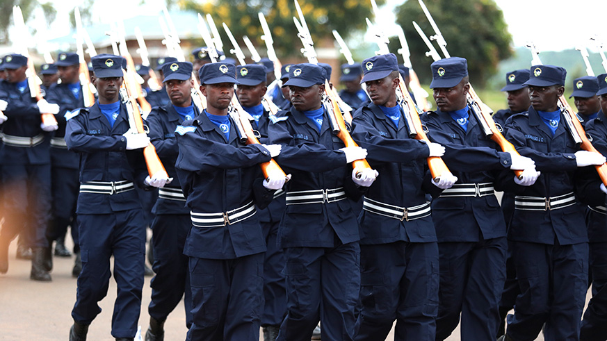 Officers of Rwanda National Police during a parade in a previous event. Rwanda emerged 40th globally in the latest Gallup's Law and Order Index. (File)