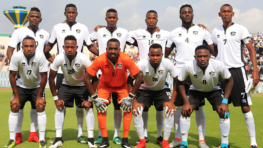 The three-time CECAFA champions, APR,  pose for a line-up photo before a past match at Amahoro National Stadium. Sam Ngendahimana.