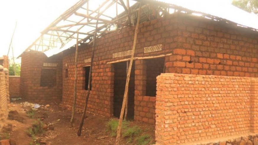 A house was demolished because it was constructed using substandard materials in Kayonza District. File.