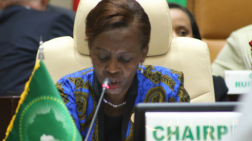 Minister Mushikiwabo at the 33rd ordinary session of the Executive Council of the African Union (AU). / Courtesy