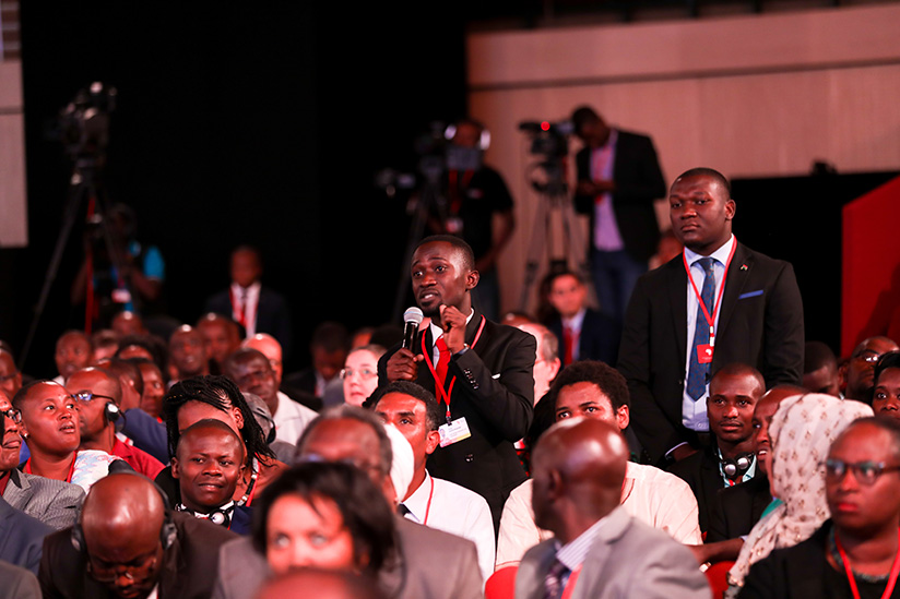 A participant asks a question during the Next Einstein Forum in Kigali in March 2018. Timothy Kisambira.
