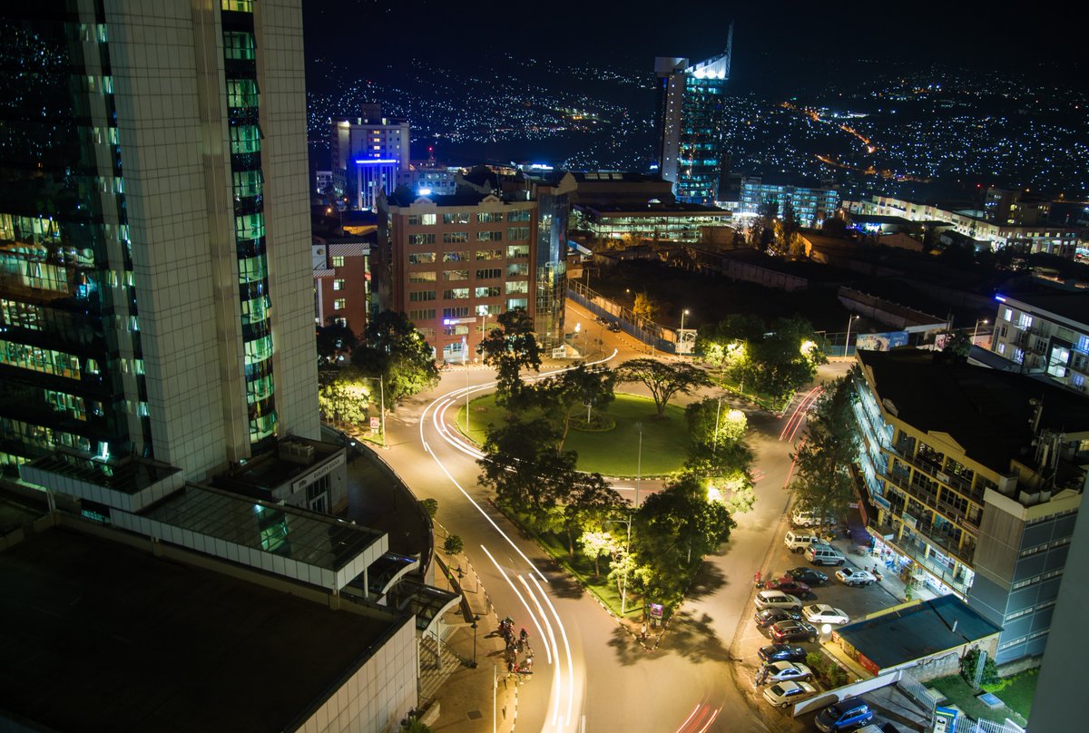 Downtown Kigali captured at night