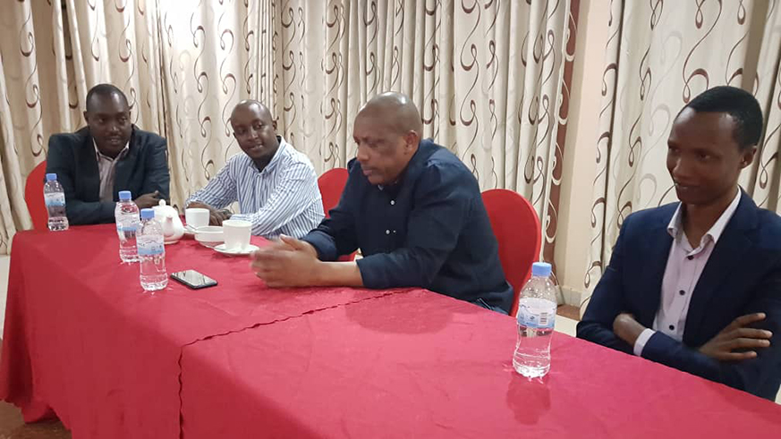 The Chief of Defence Staff, General Nyamvumba (second right) visited the team in boot camp at Olympic Hotel on Thursday. Courtsey