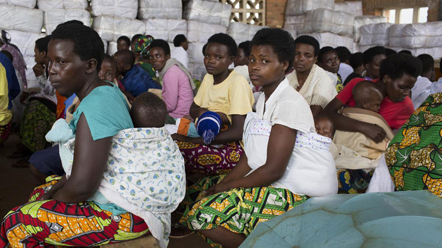 Women with babies wait at Mushishiro health centre in Muhanga District. Courtesy.