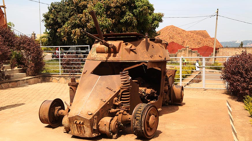 Remains of an armoured fighting vehicle (tank) that was neutralised by RPA soldiers in 1994. Captured here at Kagugu in Kigali last week (Sam Ngendahimana.