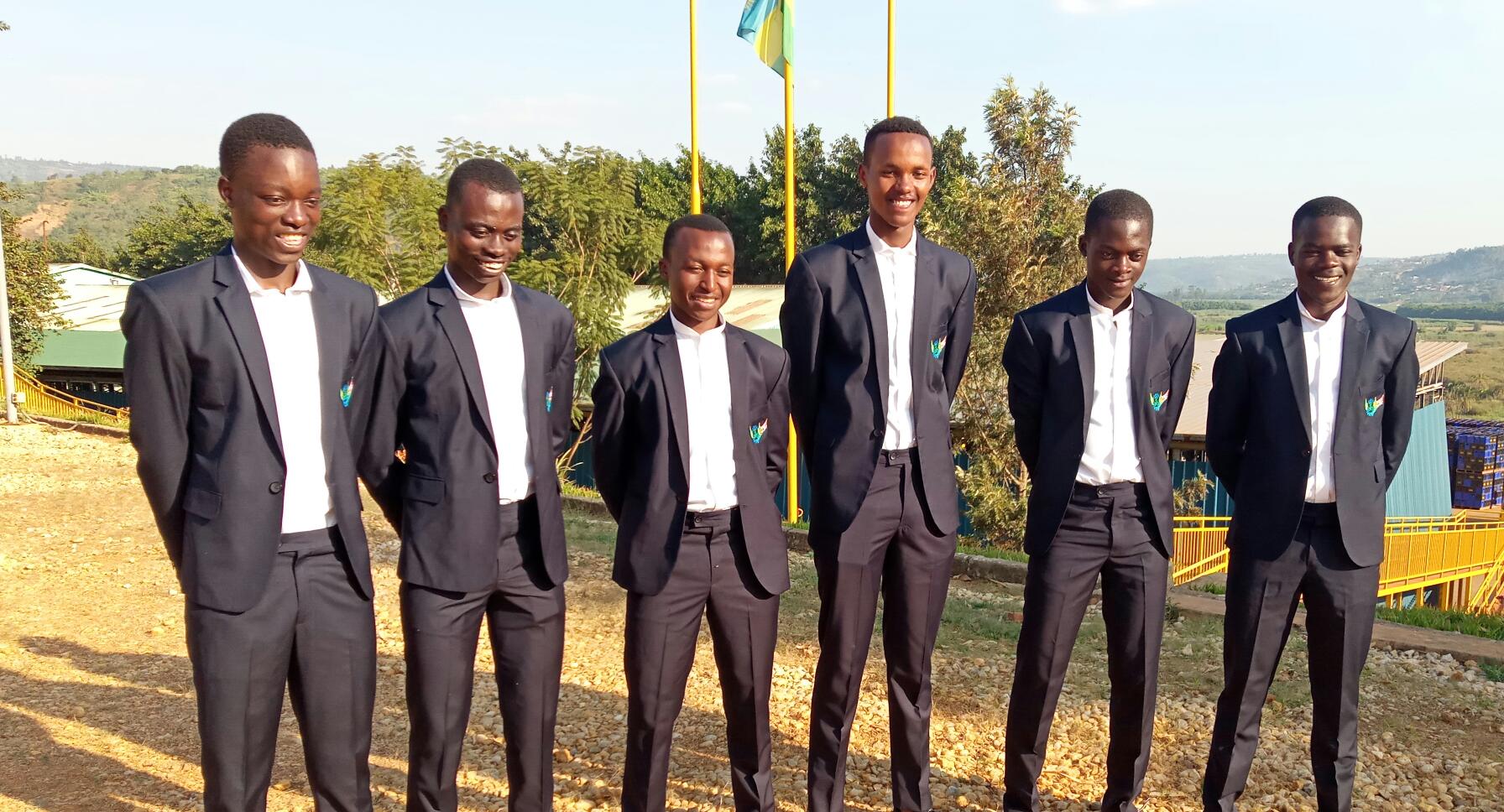 The six riders traveling to Europe on Thursday. From Left to right_ Jean Claude Nzafashanayo, Bernabe Gahemba , FÃ©licien Hakizima,  Yves Nkurunziza, Jean Baptiste Nsabimana and Jean Eric Habimana. Courtesy