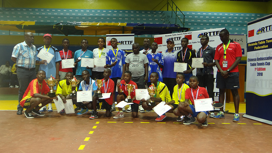 First Table Tennis Ambassadors Cup best players received trophies, medals and certificates. Jejje Muhinde.