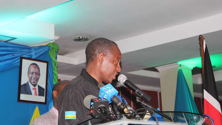 Amb. James Kimonyo giving his remarks. (Courtesy photos)