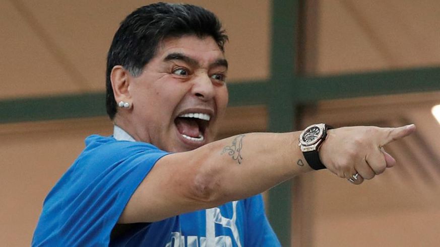 Diego Maradona was at the England-Colombia FIFA World Cup 2018 match as a guest. Net photo.