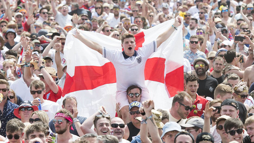 England fans flock to Russia in a group decider against Belgium, which they lost 1-0. Net photo.