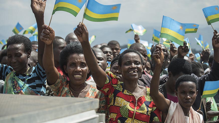 Residents of Rongi Sector in Muhanga District when they welcomed President Kagame for the 24th Liberation Day celebrations on Wednesday, July 4. Urugwiro Village.