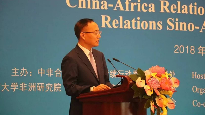 Assistant Chinese Foreign Minister Chen Xiaodong speaks at the forum in Beijing. Hudson Kuteesa.