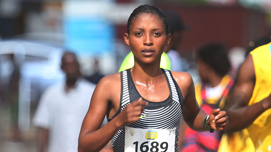 Two-time Half Marathon winner in Kigali International Peace Marathon, Salome Nyirarukundo is eying a medal at the 21st African Championships in Nigeria. Sam Ngendahimana.