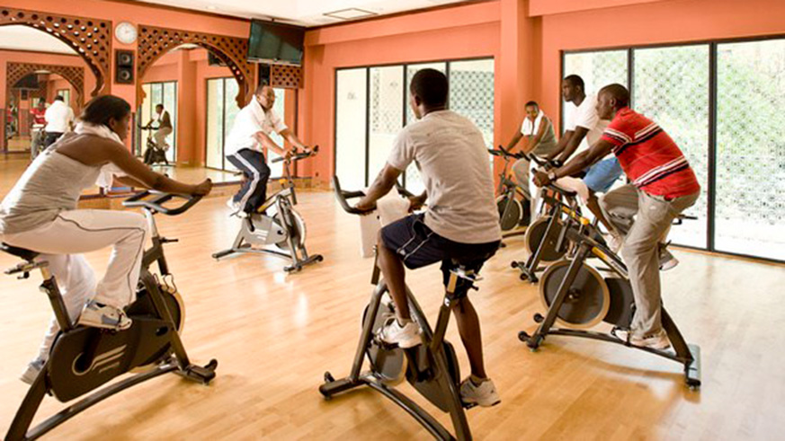 A fitness session at Kigali Serena Hotel. Good sleep hygiene includes creating a regular exercise schedule. 