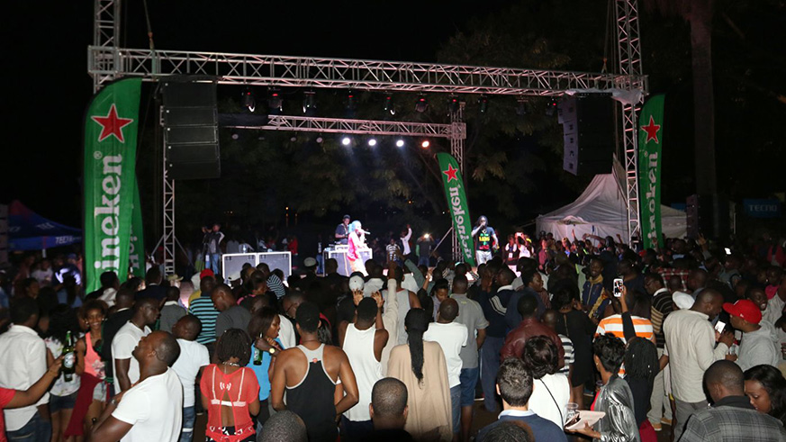 Revelers party at a past Jungle beach bash in Gisenyi.
