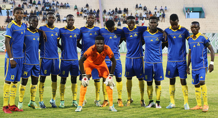 AS Muhanga players line-up before the match against Intare FC at Amahoro National Stadium. Sam Ngendahimana.