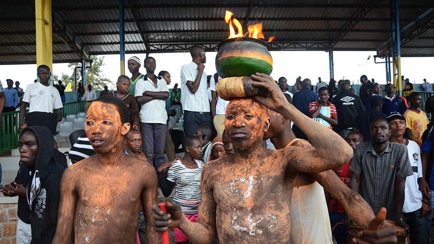 Bugesera FC fans look so dejected as their side lost a crucial match against APR FC at Kicukiro Stadium. / Sam Ngendahimana