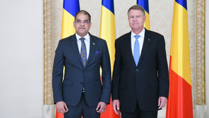 Ambassador Igor Cesar after presenting his credentials to president Klaus Werner Iohannis in Bucharest on Wednesday. Courtesy.