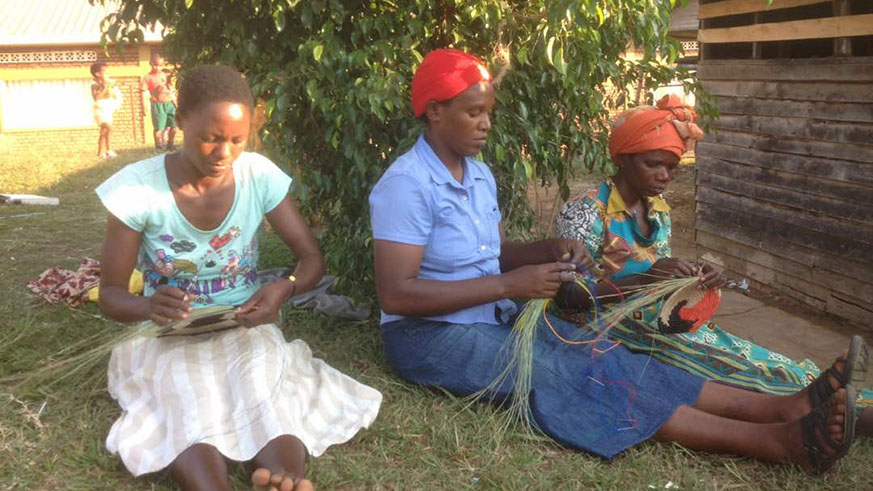 Former sex workers weaving baskets to boost their livelihood. 