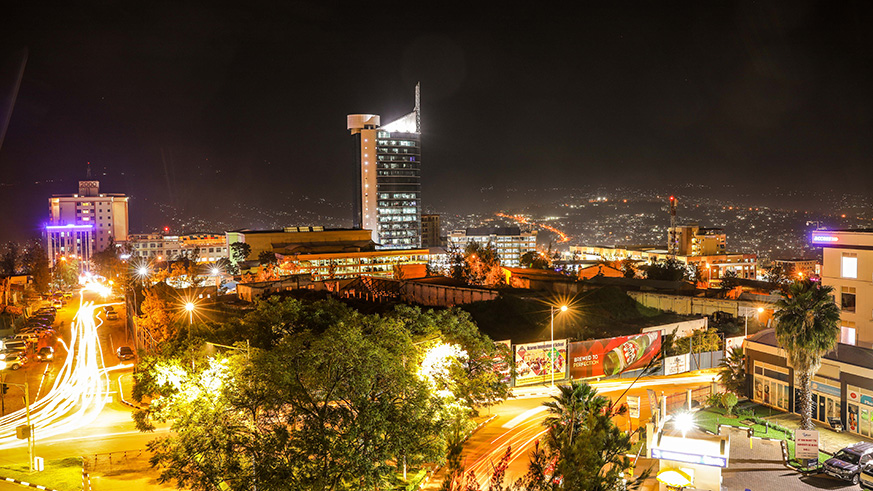 A view of  downtown Kigali at night. Photo/ Emmanuel Kwizera