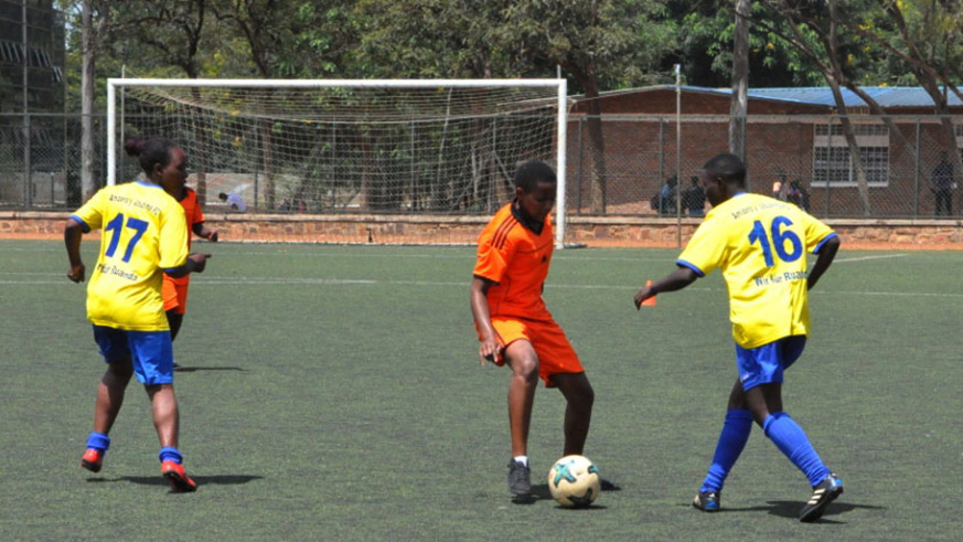 Ladies with intellectual impairement engage in a football match during a past Special Olympics event at Kicukiro Stadium. File photo.