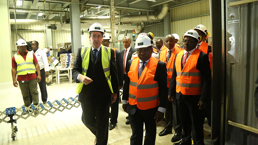 President Nyusi during a guided tour of the Kigali Special Economic Zone on Thursday. Sam Ngendahimana.