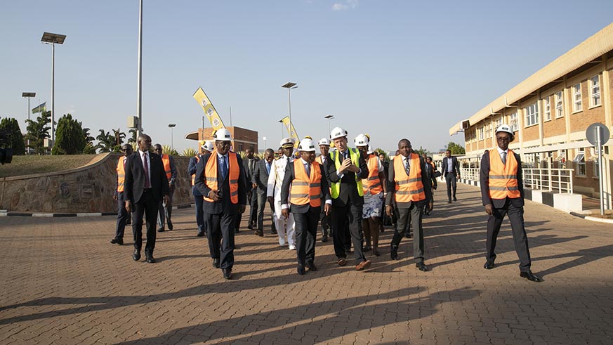 President Nyusi and his delegation during a tour of Kigali Special Economic Zone on Day One of his visit to Rwanda on Thursday. Courtesy.