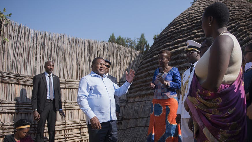 President Nyusi at King's Palace Museum in Nyanza District on Friday. Courtesy.