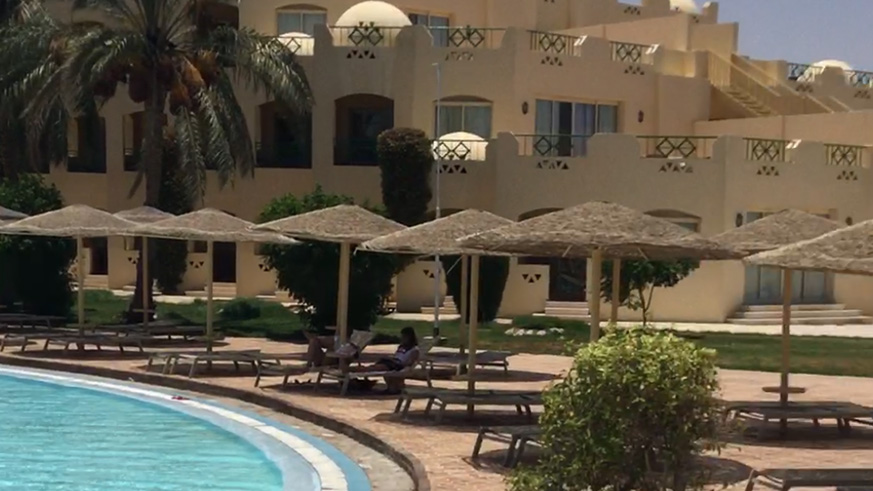 The impact of climate is evident in Egyptian architecture- Tia Heights hotel Makadi Bay Qesm Hurghada, Red Sea. Martha Mwiza.