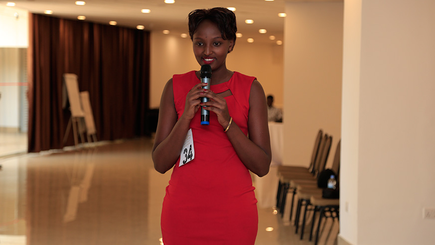 Contestant at the question and answer session during the search for 2018  Mister and Miss Elegancy. Photos by Eddie Nsabimana.