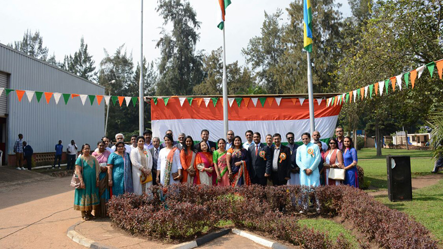  Indian Community attending a flag hoisting programme on January 26, the Republic Day of India in Kigali.