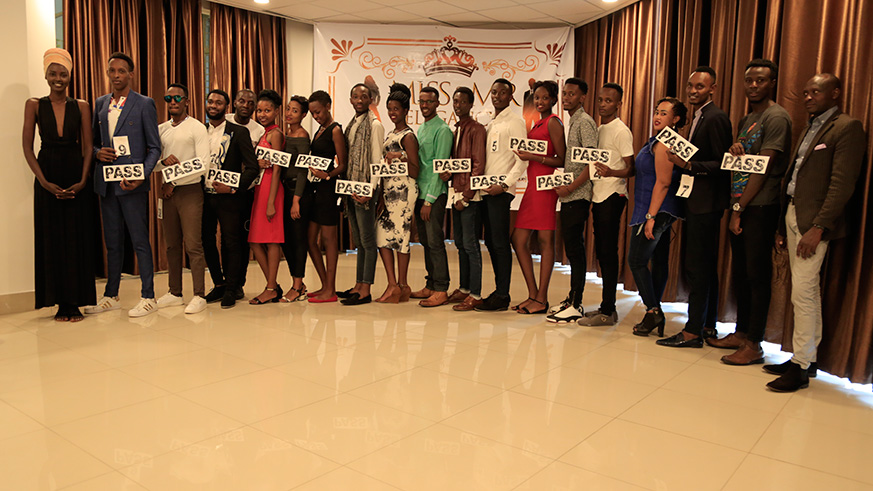 Mr and Miss Elegance contestants pose for a photo with the jury after the casting.