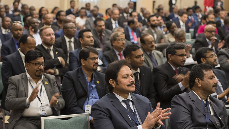 A cross-section of Indian delegates at the India-Rwanda Business Forum, held under the theme, u201cOptimising Innovation for Industrial Developmentu2019 in Kigali yesterday. The forum was addressed by both President Paul Kagame and his guest, Prime Minister Narendra Modi of India. Village Urugwiro.