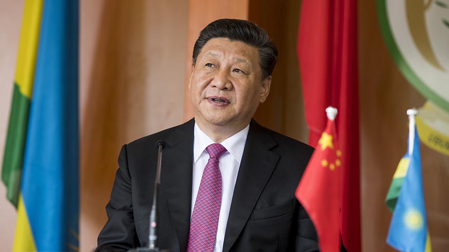 President Xi Jinping during a media briefing in Kigali on Monday. Village Urugwiro.