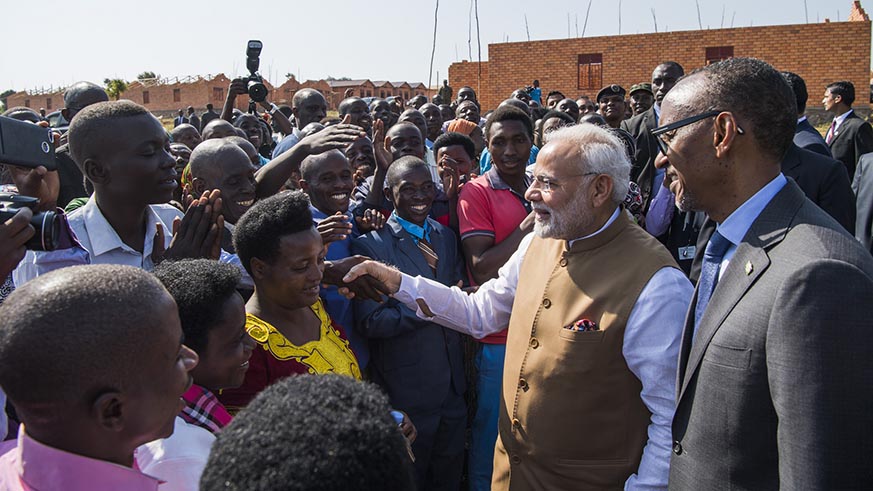 Residents of Rweru were excited to welcome the two leaders on Day Two of Prime Minister Narendra Modiâ€™s visit to Rwanda. Village Urugwiro.